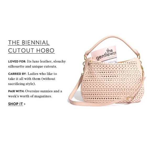 J. Crew Blush Pink Biennial Cutout Hobo Purse - Picture 2 of 16